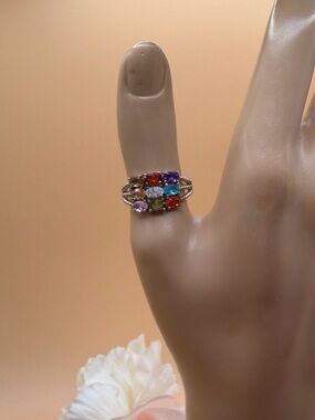 Multi-Stone Colorful Crystal silver Ring